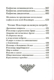 Книга «Псалтирь с указанием порядка чтения псалмов на всякую потребу. карманный формат» -  твердый переплёт, кол-во страниц - 448, издательство «Лествица»,  ISBN 978-5-9905-0404-2, 2022 год